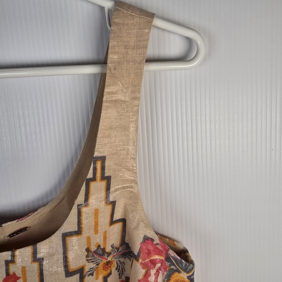 Free People Floral "The Big Bang" Metallic Aztec Mini Sleeveless Dress Size 6/Sm - Picture 9 of 16